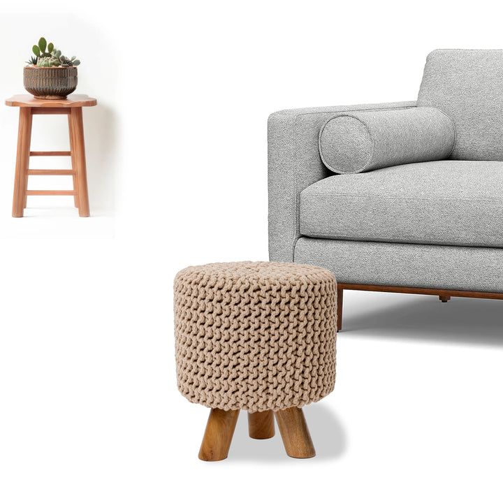 Tall Knitted Footstool