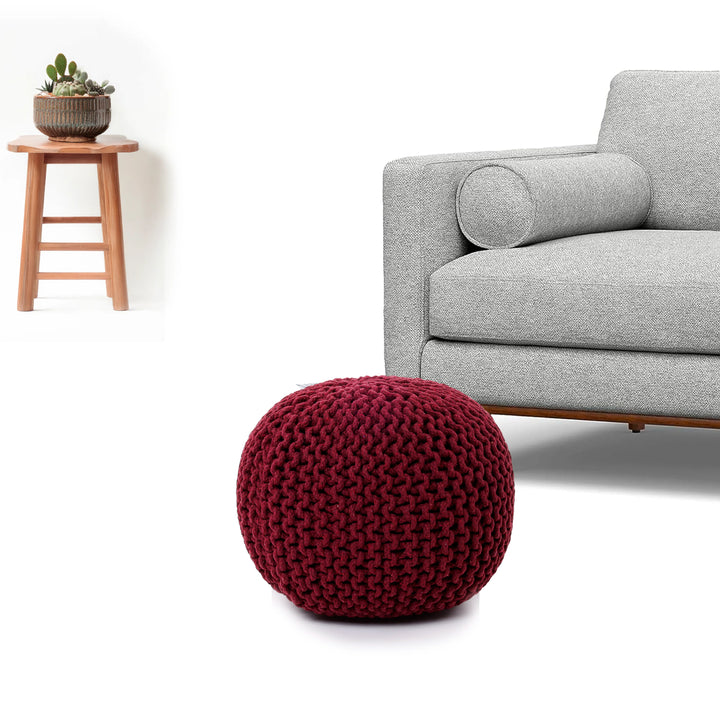 Round Knitted pouffe