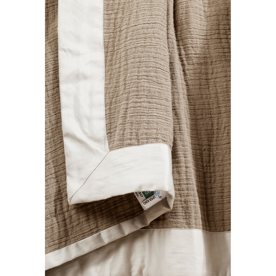 Dune Harmony Mulmul Bed Spread with Embroidered Cushion Covers