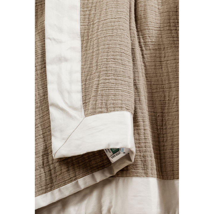 Dune Harmony Mulmul Bed Spread with Embroidered Cushion Covers