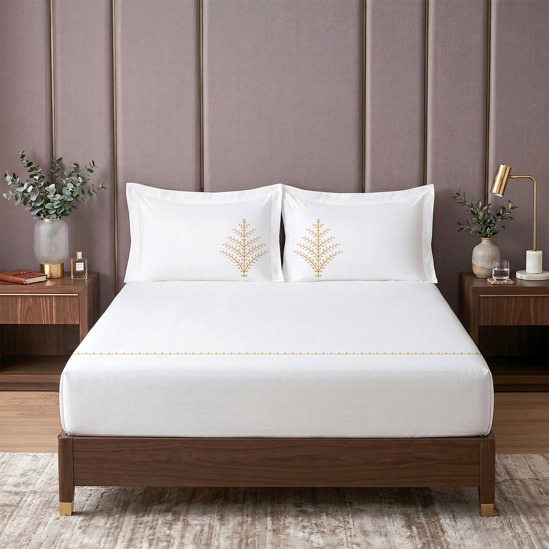 Golden Leaf Bedsheet Set