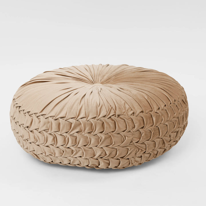 Velvet Pleated Pouffe Diameter- 70cm | Height - 25cm