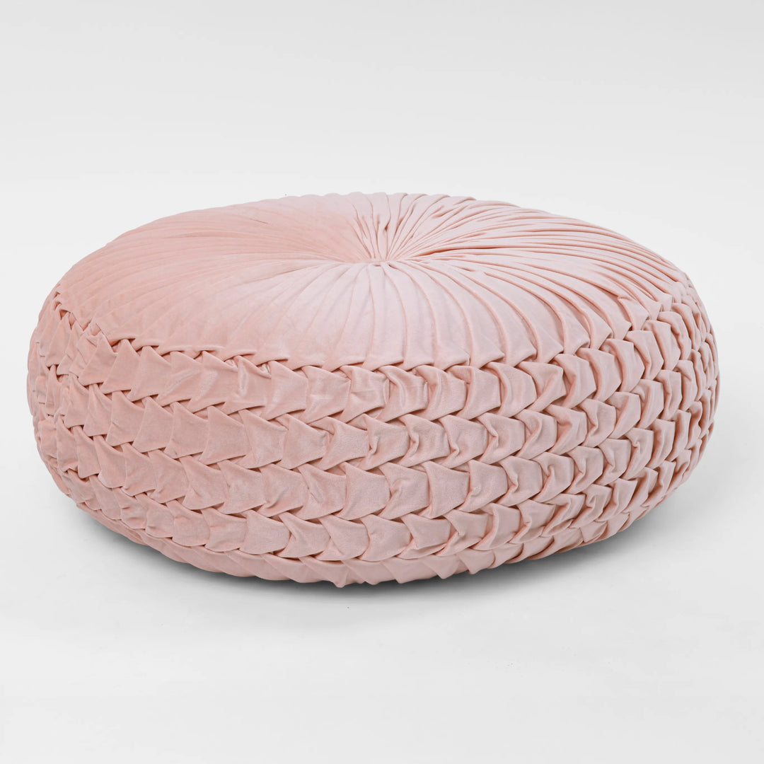 Velvet Pleated Pouffe Diameter- 70cm | Height - 25cm