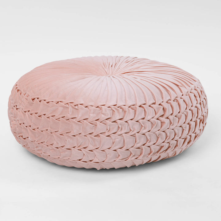 Velvet Pleated Pouffe Diameter- 70cm | Height - 25cm