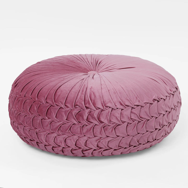 Velvet Pleated Pouffe Diameter- 70cm | Height - 25cm