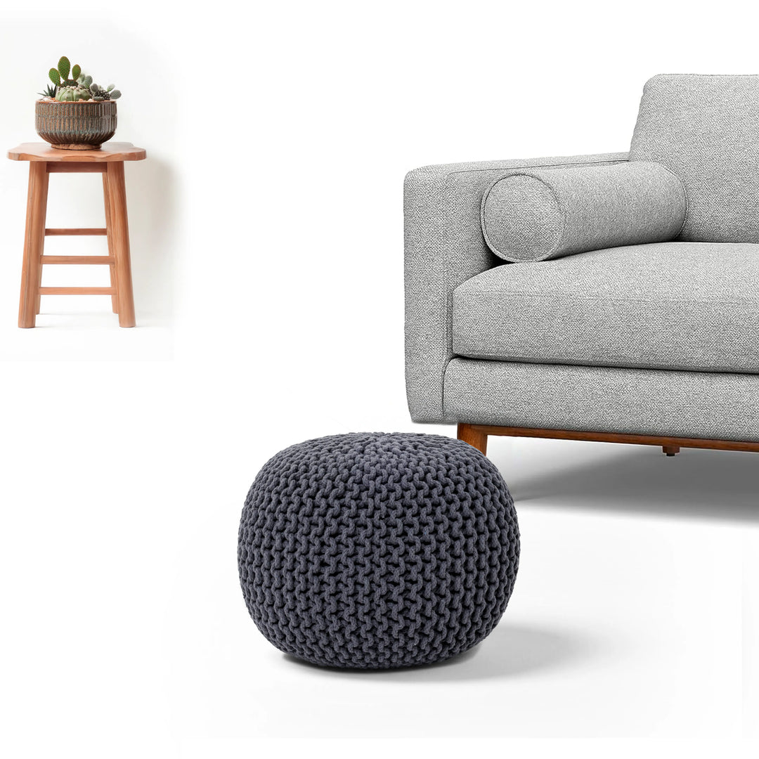 Round Knitted pouffe