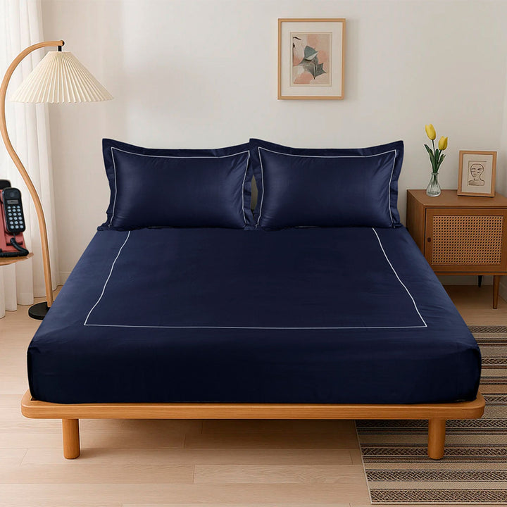 BED SHEET SET WITH LINE EMBROIDERY