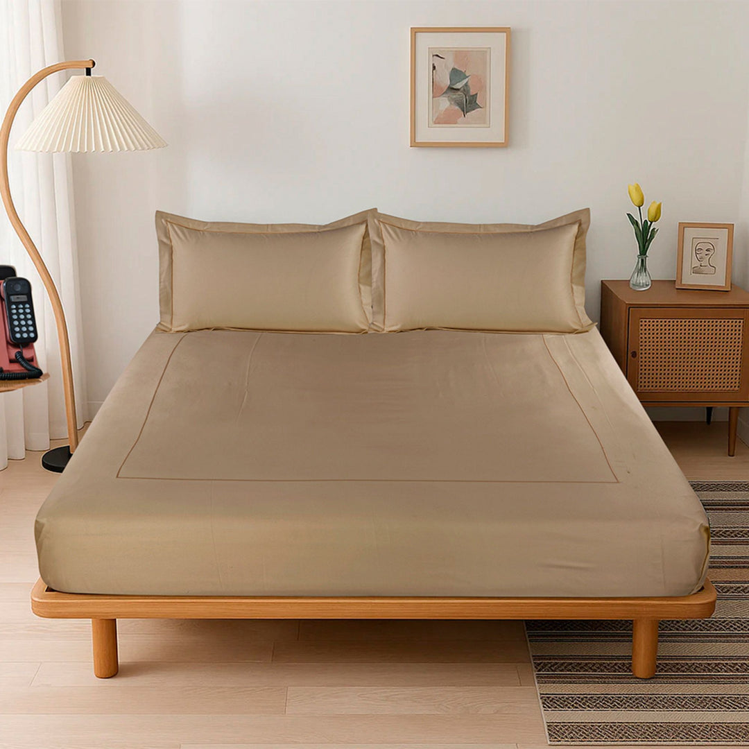 BED SHEET SET WITH LINE EMBROIDERY