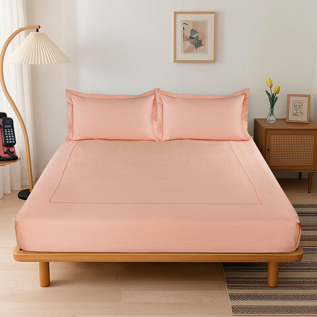 BED SHEET SET WITH LINE EMBROIDERY
