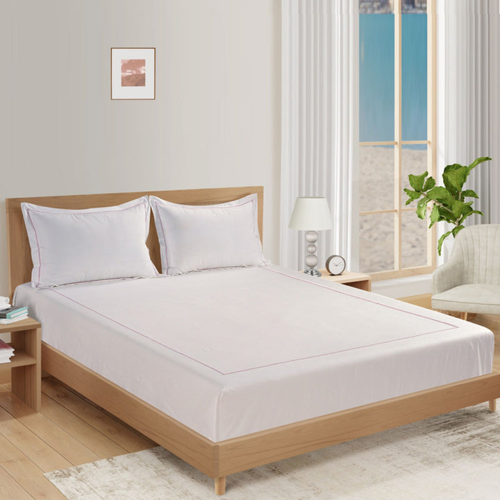 BED SHEET SET WITH LINE EMBROIDERY