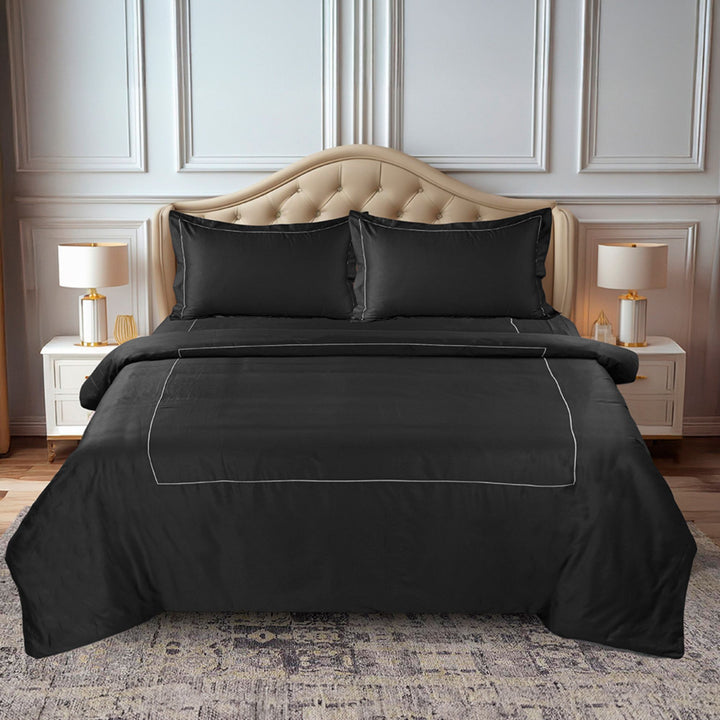 BED SHEET, DUVET COVER, PILLOW COVER SET WITH LINE EMBROIDERY