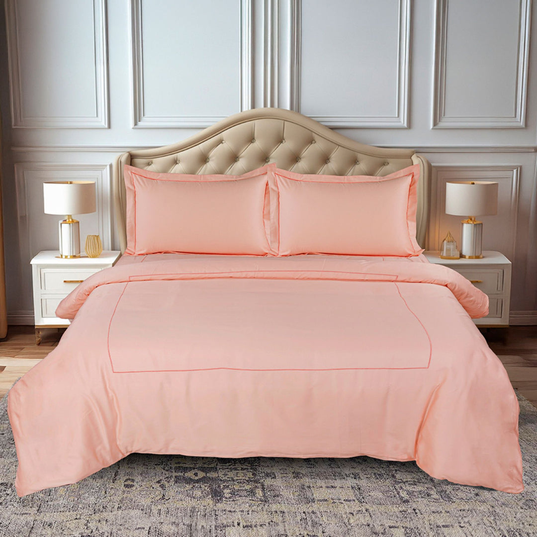 BED SHEET, DUVET COVER, PILLOW COVER SET WITH LINE EMBROIDERY