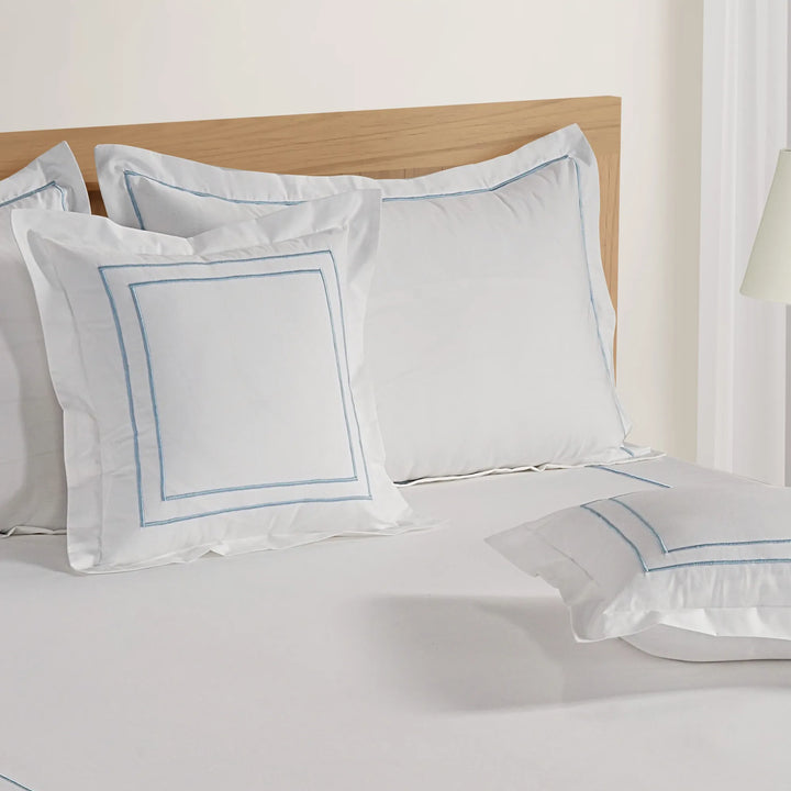 INDULGE - 550 TC CUSHION COVERS WITH FOUR SIDE FLANGE MERROW DOUBLE LINE EMBROIDERY