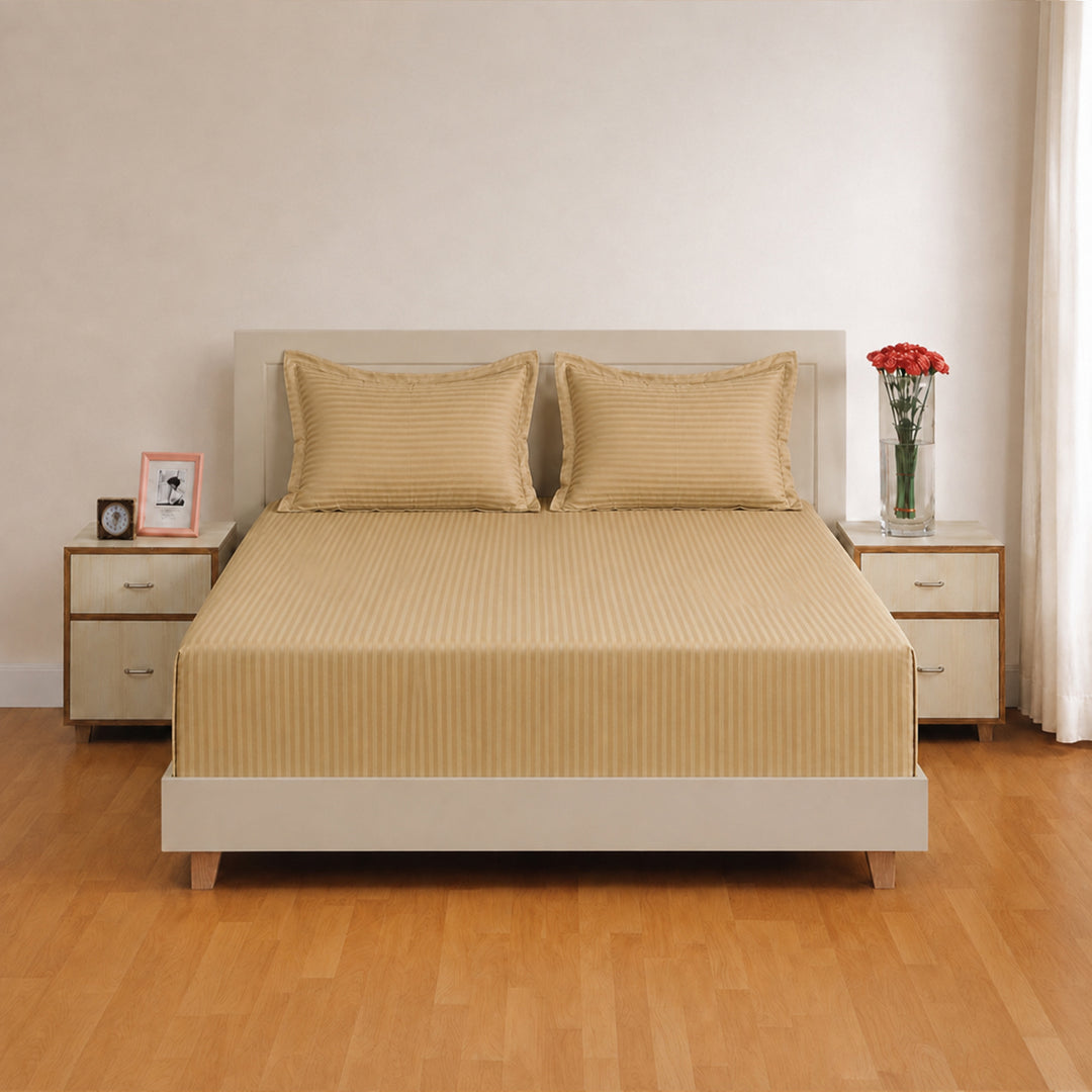 High Living - 300TC 1cm Satin Stripe Bed Sheets