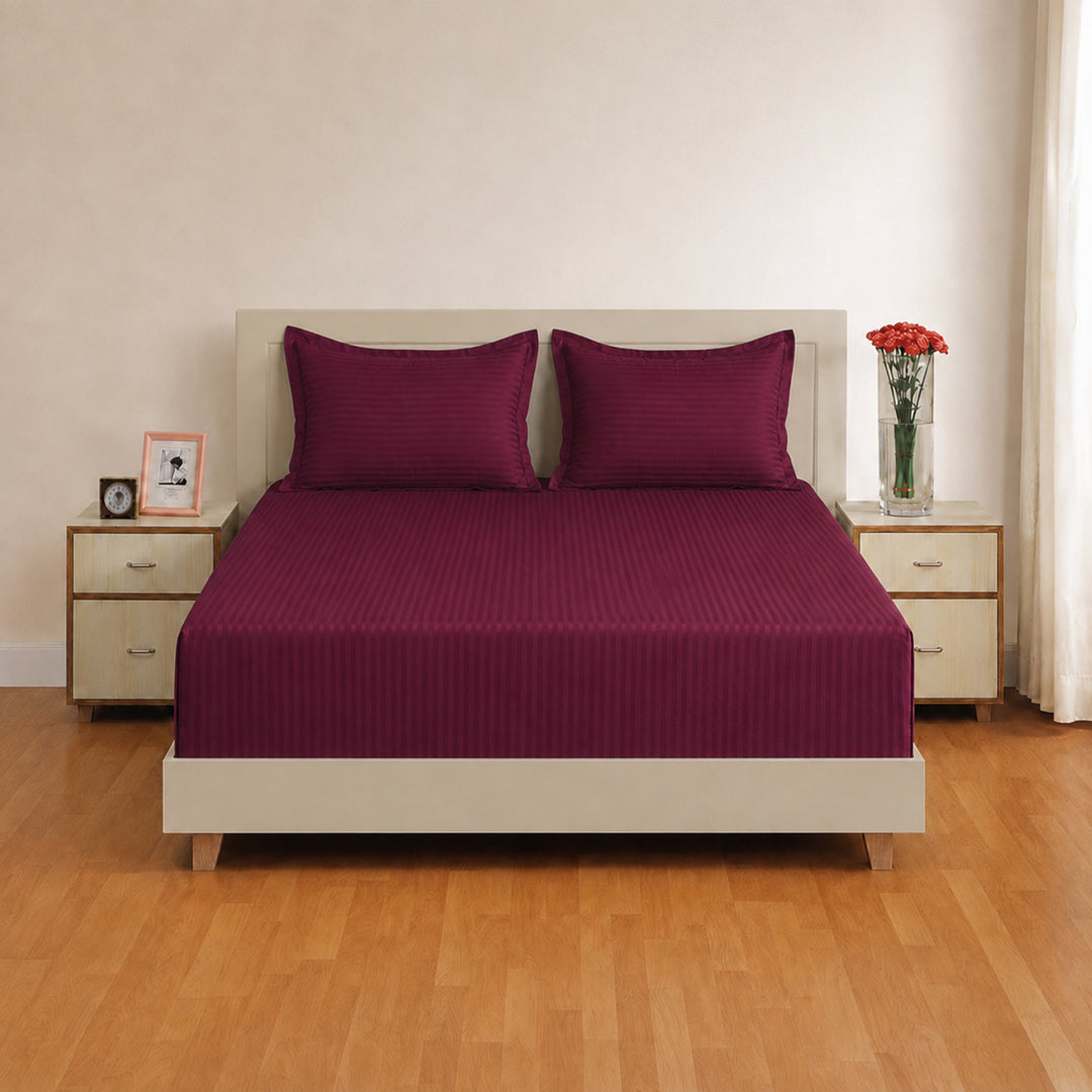 High Living - 300TC 1cm Satin Stripe Bed Sheets