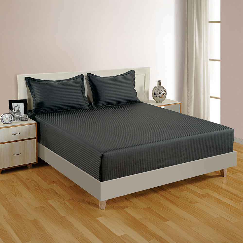 PLEASURE 210TC 1CM SATIN STRIPE / PLAIN BED SHEETS