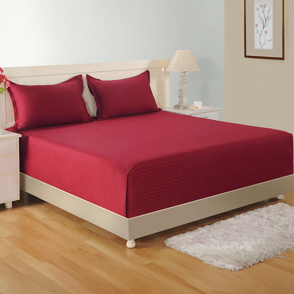 PLEASURE 210TC 1CM SATIN STRIPE / PLAIN BED SHEETS