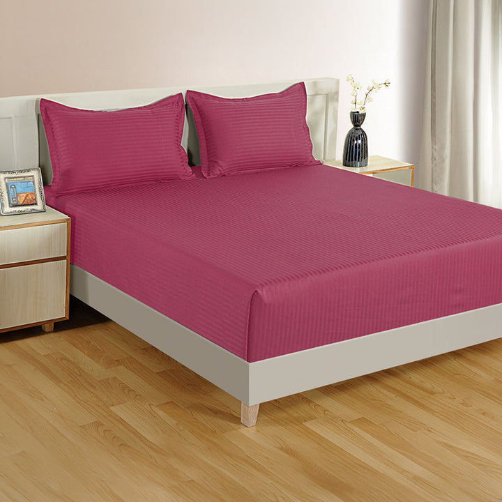 PLEASURE 210TC 1CM SATIN STRIPE / PLAIN BED SHEETS