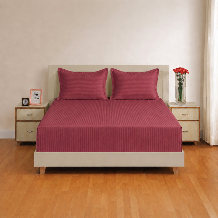 High Living - 300TC 1cm Satin Stripe Bed Sheets