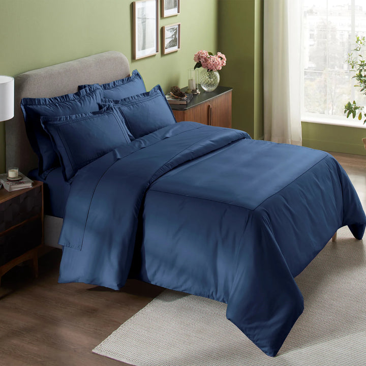 INDULGE - 550 TC PILLOW COVERS WITH MERROW DOUBLE LINE EMBROIDERY
