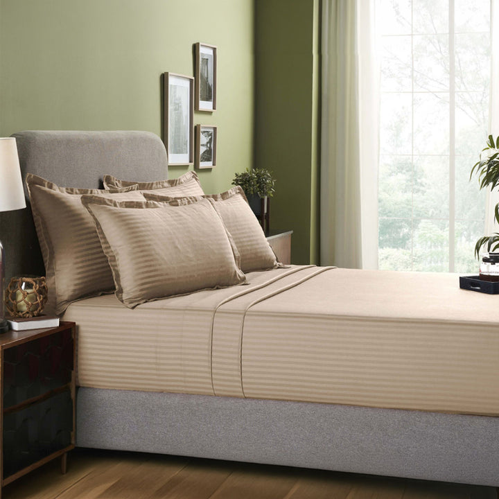 HIGH LIVING - 300TC 1CM SATIN STRIPE / PLAIN BED SHEETS
