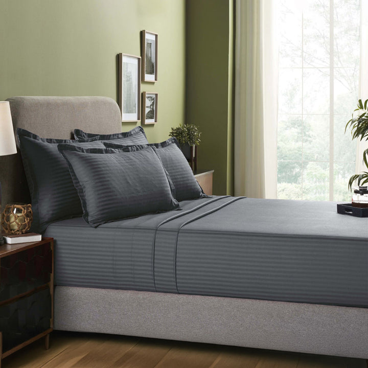 HIGH LIVING - 300TC 1CM SATIN STRIPE / PLAIN BED SHEETS