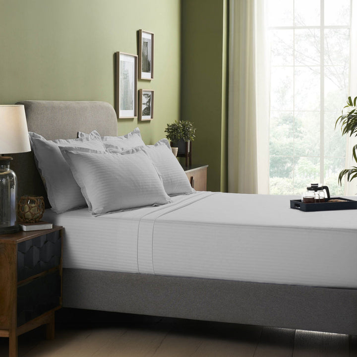 HIGH LIVING - 300TC 1CM SATIN STRIPE / PLAIN BED SHEETS