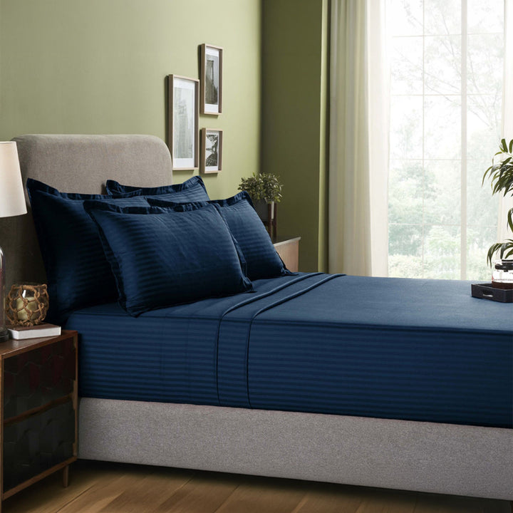 HIGH LIVING - 300TC 1CM SATIN STRIPE / PLAIN BED SHEETS