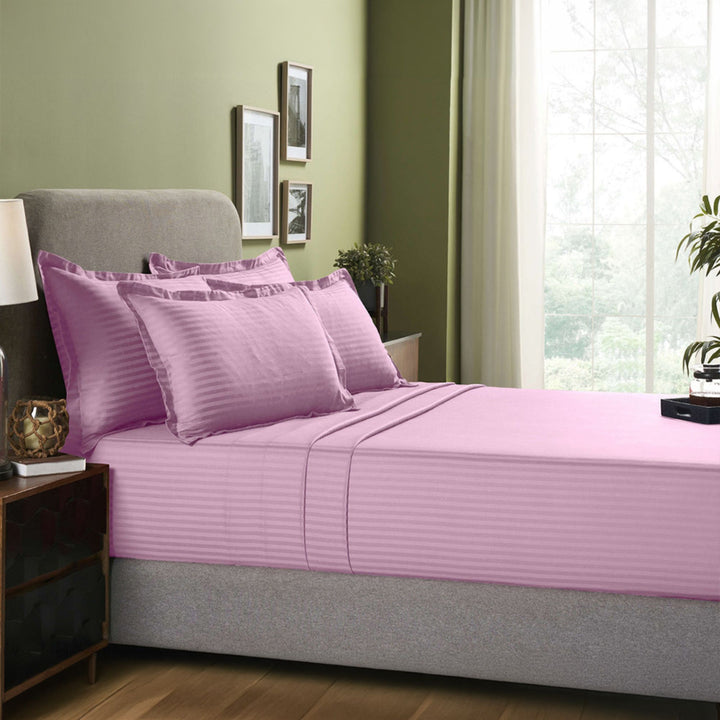 HIGH LIVING - 300TC 1CM SATIN STRIPE / PLAIN BED SHEETS