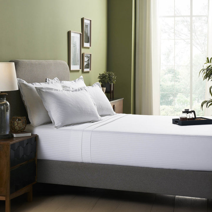 HIGH LIVING - 300TC 1CM SATIN STRIPE / PLAIN BED SHEETS