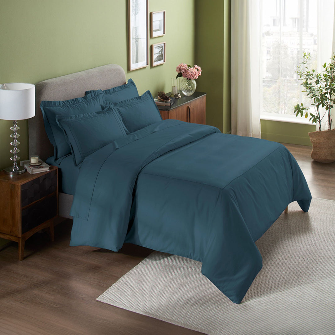 INDULGE - BED SHEET, DUVET COVER, PILLOW COVER SET WITH LINE EMBROIDERY