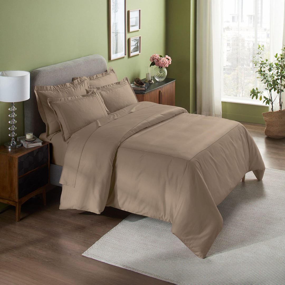 INDULGE - BED SHEET, DUVET COVER, PILLOW COVER SET WITH LINE EMBROIDERY