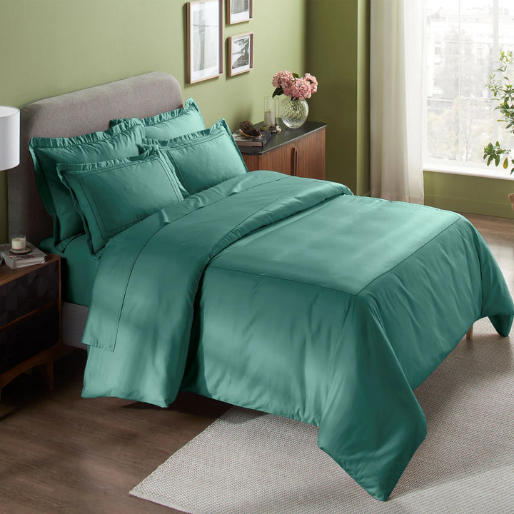 INDULGE - 550 TC PILLOW COVERS WITH MERROW DOUBLE LINE EMBROIDERY