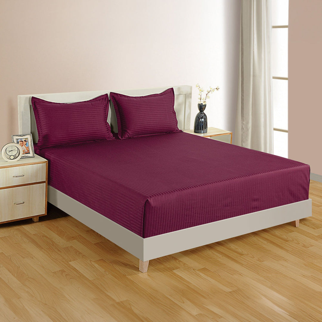 PLEASURE 210TC 1CM SATIN STRIPE BED SHEETS