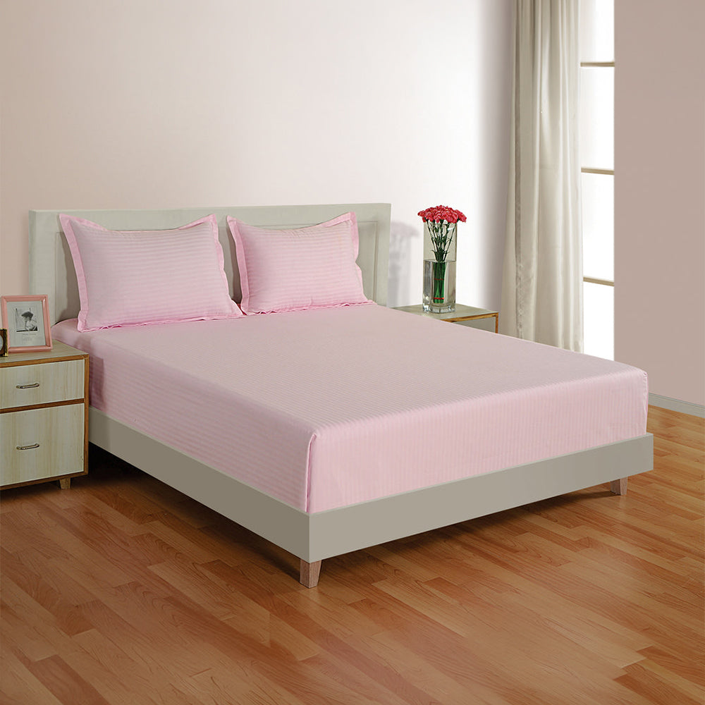 PLEASURE 210TC 1CM SATIN STRIPE / PLAIN BED SHEETS