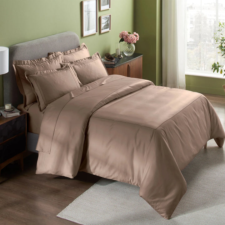 INDULGE - 550 TC PILLOW COVERS WITH MERROW DOUBLE LINE EMBROIDERY