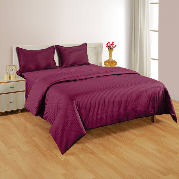 PLEASURE 210TC 1CM SATIN STRIPE / PLAIN DUVET COVERS