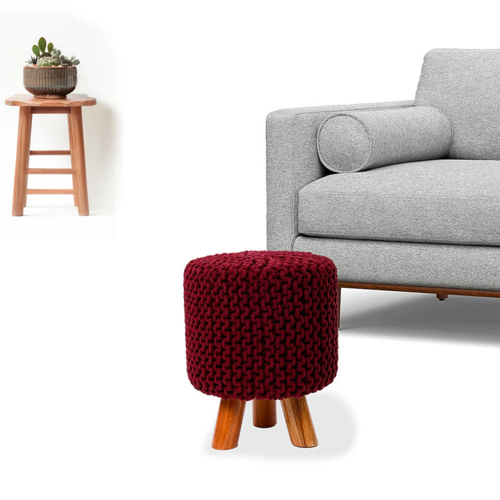 Tall Knitted Footstool