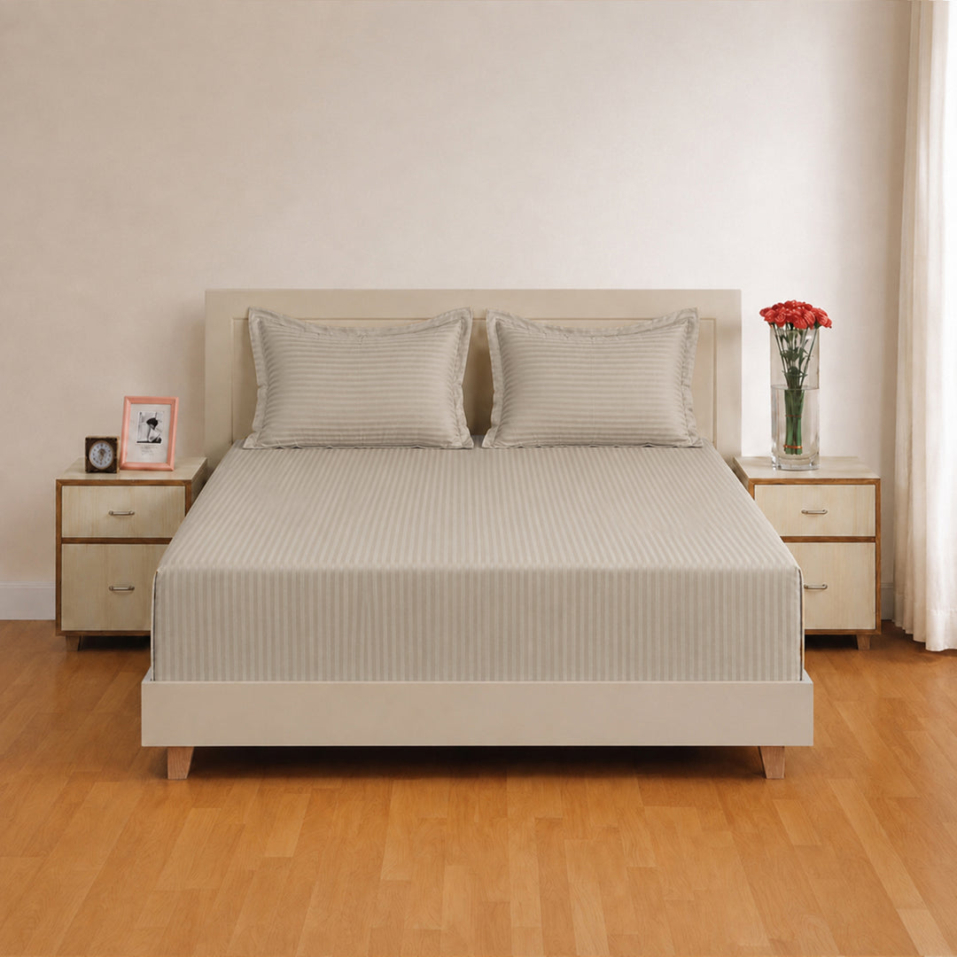 High Living - 300TC 1cm Satin Stripe Bed Sheets