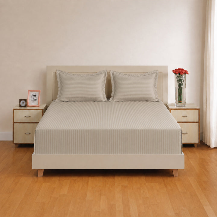 High Living - 300TC 1cm Satin Stripe Bed Sheets