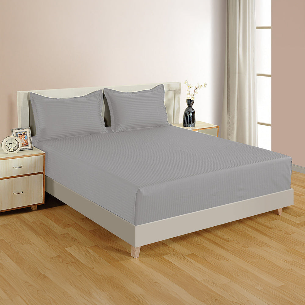 PLEASURE 210TC 1CM SATIN STRIPE / PLAIN BED SHEETS