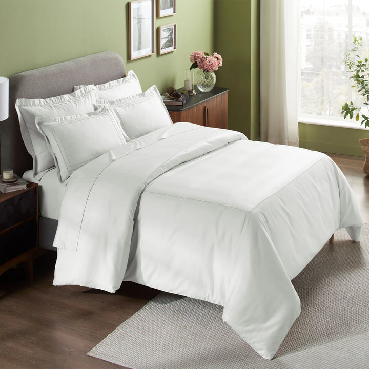 INDULGE - 550 TC PILLOW COVERS WITH MERROW DOUBLE LINE EMBROIDERY