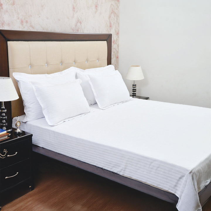 PLEASURE 210TC 1CM SATIN STRIPE / PLAIN BED SHEETS