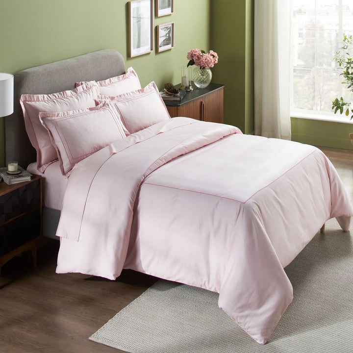 INDULGE - 550 TC PILLOW COVERS WITH MERROW DOUBLE LINE EMBROIDERY