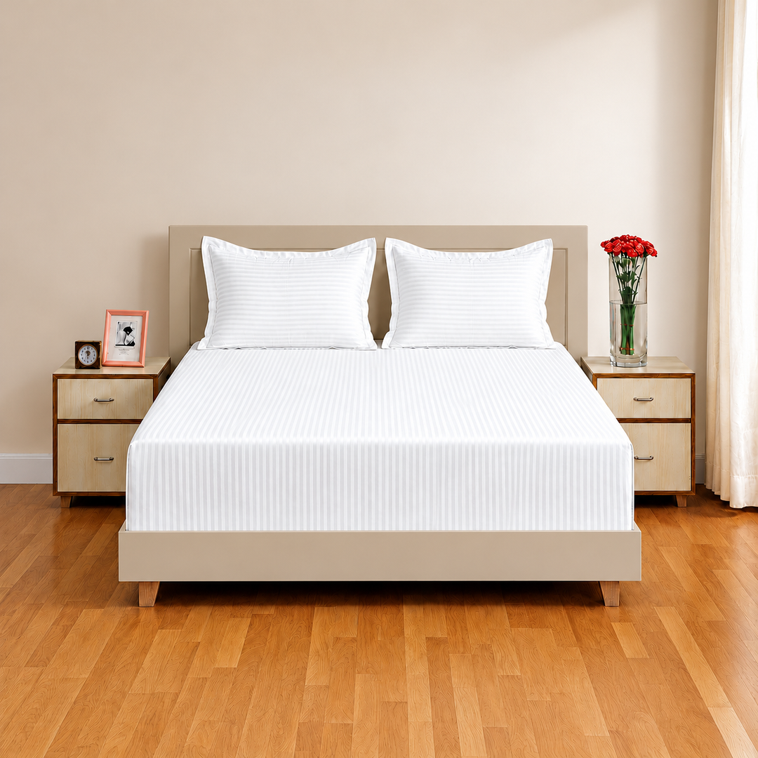 High Living - 300TC 1cm Satin Stripe Bed Sheets