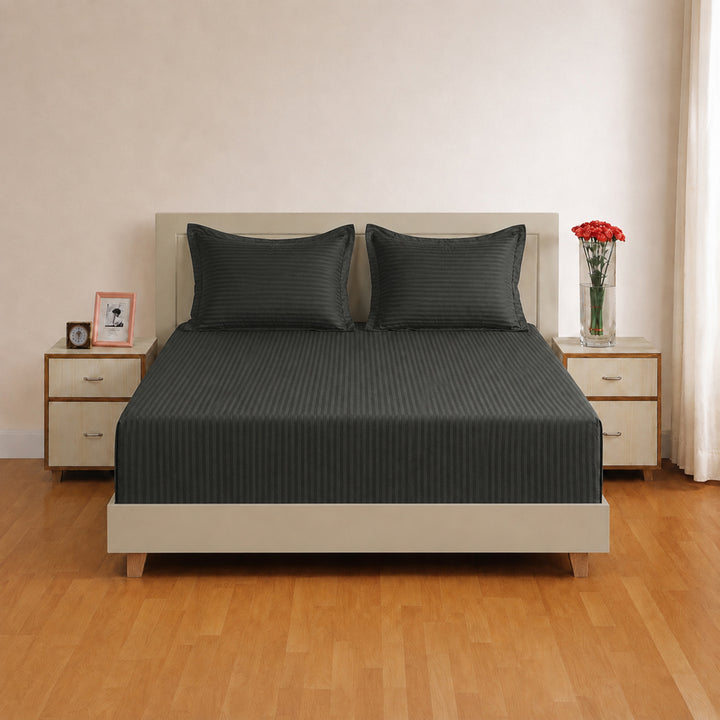 High Living - 300TC 1cm Satin Stripe Bed Sheets