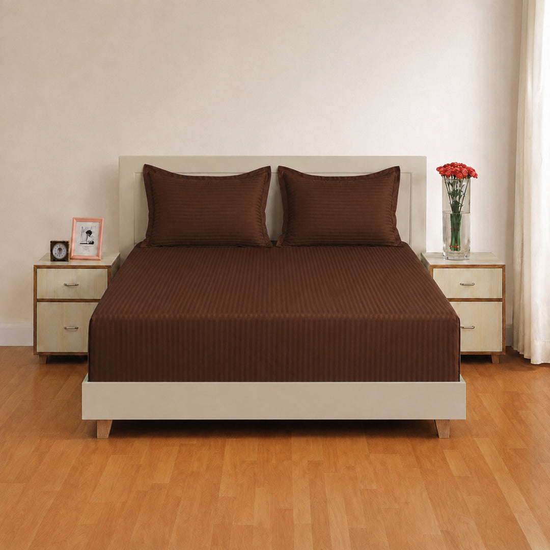 High Living - 300TC 1cm Satin Stripe Bed Sheets