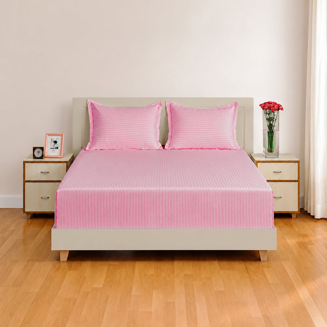 High Living - 300TC 1cm Satin Stripe Bed Sheets