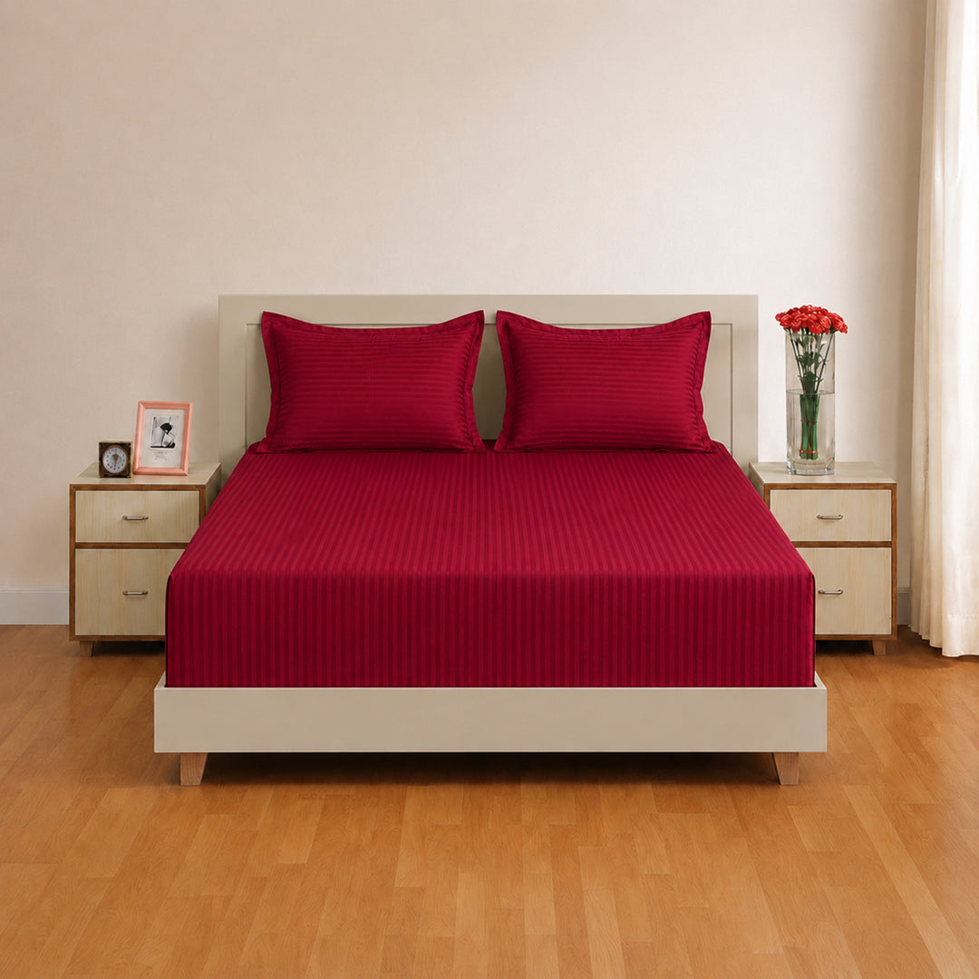 High Living - 300TC 1cm Satin Stripe Bed Sheets